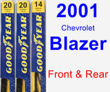 Front & Rear Wiper Blade Pack for 2001 Chevrolet Blazer - Premium