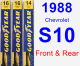 Front & Rear Wiper Blade Pack for 1988 Chevrolet S10 - Premium