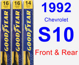 Front & Rear Wiper Blade Pack for 1992 Chevrolet S10 - Premium
