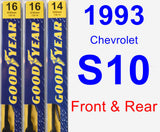 Front & Rear Wiper Blade Pack for 1993 Chevrolet S10 - Premium