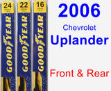 Front & Rear Wiper Blade Pack for 2006 Chevrolet Uplander - Premium
