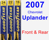 Front & Rear Wiper Blade Pack for 2007 Chevrolet Uplander - Premium