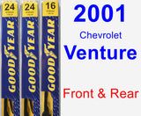 Front & Rear Wiper Blade Pack for 2001 Chevrolet Venture - Premium