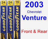 Front & Rear Wiper Blade Pack for 2003 Chevrolet Venture - Premium