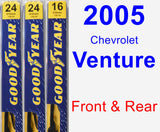 Front & Rear Wiper Blade Pack for 2005 Chevrolet Venture - Premium