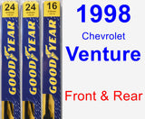 Front & Rear Wiper Blade Pack for 1998 Chevrolet Venture - Premium