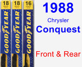 Front & Rear Wiper Blade Pack for 1988 Chrysler Conquest - Premium