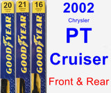 Front & Rear Wiper Blade Pack for 2002 Chrysler PT Cruiser - Premium
