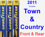 Front & Rear Wiper Blade Pack for 2011 Chrysler Town & Country - Premium