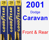 Front & Rear Wiper Blade Pack for 2001 Dodge Caravan - Premium