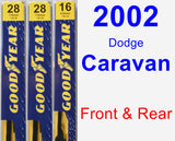 Front & Rear Wiper Blade Pack for 2002 Dodge Caravan - Premium