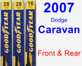 Front & Rear Wiper Blade Pack for 2007 Dodge Caravan - Premium