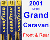 Front & Rear Wiper Blade Pack for 2001 Dodge Grand Caravan - Premium