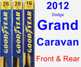 Front & Rear Wiper Blade Pack for 2012 Dodge Grand Caravan - Premium