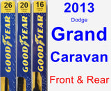 Front & Rear Wiper Blade Pack for 2013 Dodge Grand Caravan - Premium