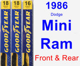 Front & Rear Wiper Blade Pack for 1986 Dodge Mini Ram - Premium