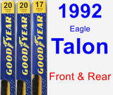 Front & Rear Wiper Blade Pack for 1992 Eagle Talon - Premium