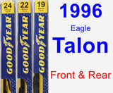 Front & Rear Wiper Blade Pack for 1996 Eagle Talon - Premium