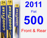 Front & Rear Wiper Blade Pack for 2011 Fiat 500 - Premium