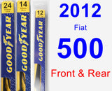 Front & Rear Wiper Blade Pack for 2012 Fiat 500 - Premium