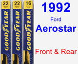 Front & Rear Wiper Blade Pack for 1992 Ford Aerostar - Premium