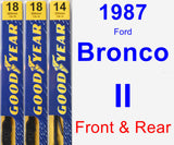 Front & Rear Wiper Blade Pack for 1987 Ford Bronco II - Premium