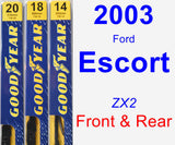 Front & Rear Wiper Blade Pack for 2003 Ford Escort - Premium