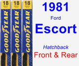 Front & Rear Wiper Blade Pack for 1981 Ford Escort - Premium