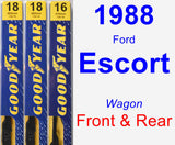 Front & Rear Wiper Blade Pack for 1988 Ford Escort - Premium