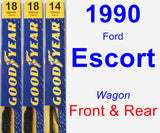 Front & Rear Wiper Blade Pack for 1990 Ford Escort - Premium