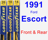 Front & Rear Wiper Blade Pack for 1991 Ford Escort - Premium