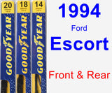 Front & Rear Wiper Blade Pack for 1994 Ford Escort - Premium