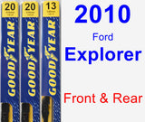 Front & Rear Wiper Blade Pack for 2010 Ford Explorer - Premium