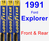Front & Rear Wiper Blade Pack for 1991 Ford Explorer - Premium