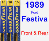 Front & Rear Wiper Blade Pack for 1989 Ford Festiva - Premium