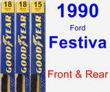 Front & Rear Wiper Blade Pack for 1990 Ford Festiva - Premium