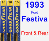 Front & Rear Wiper Blade Pack for 1993 Ford Festiva - Premium