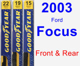 Front & Rear Wiper Blade Pack for 2003 Ford Focus - Premium