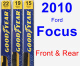 Front & Rear Wiper Blade Pack for 2010 Ford Focus - Premium