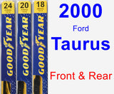 Front & Rear Wiper Blade Pack for 2000 Ford Taurus - Premium