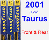 Front & Rear Wiper Blade Pack for 2001 Ford Taurus - Premium