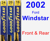 Front & Rear Wiper Blade Pack for 2002 Ford Windstar - Premium