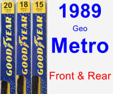 Front & Rear Wiper Blade Pack for 1989 Geo Metro - Premium