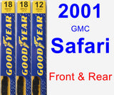 Front & Rear Wiper Blade Pack for 2001 GMC Safari - Premium