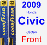Front Wiper Blade Pack for 2009 Honda Civic - Premium