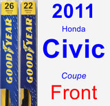 Front Wiper Blade Pack for 2011 Honda Civic - Premium