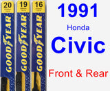 Front & Rear Wiper Blade Pack for 1991 Honda Civic - Premium