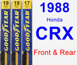 Front & Rear Wiper Blade Pack for 1988 Honda CRX - Premium