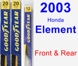 Front & Rear Wiper Blade Pack for 2003 Honda Element - Premium