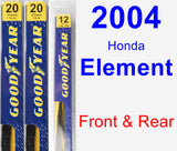Front & Rear Wiper Blade Pack for 2004 Honda Element - Premium